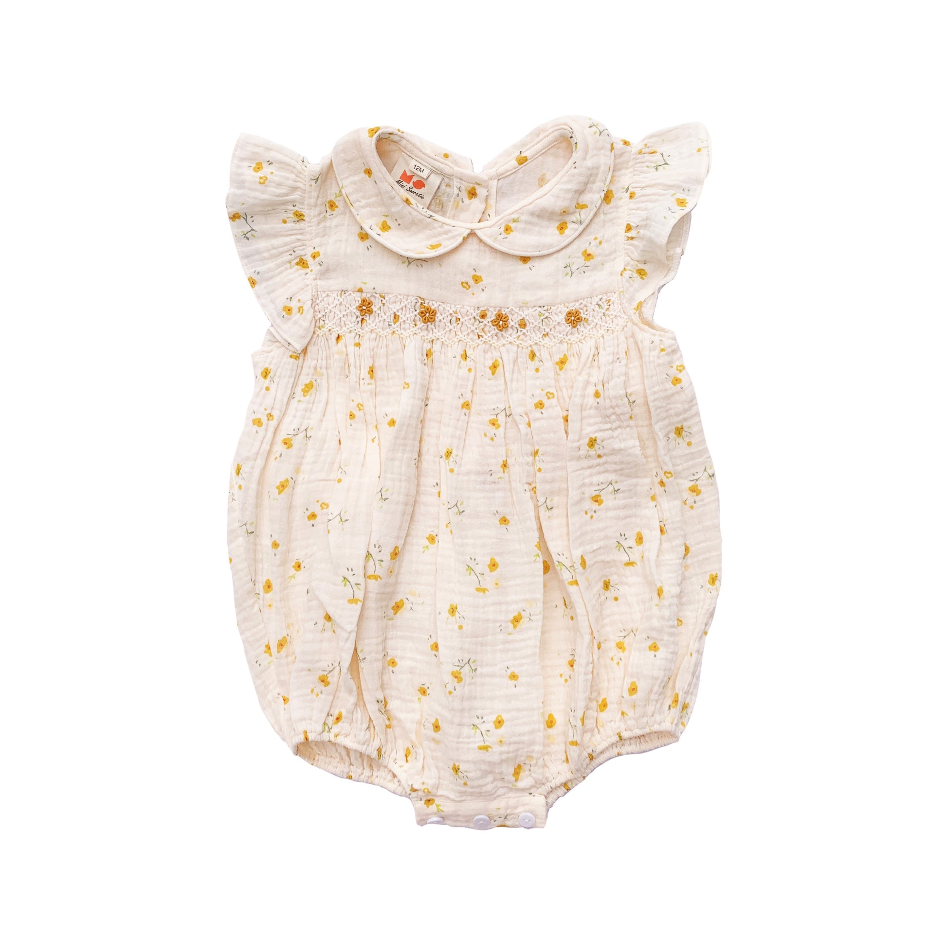 Muslin Smocked Romper - Short Sleeves