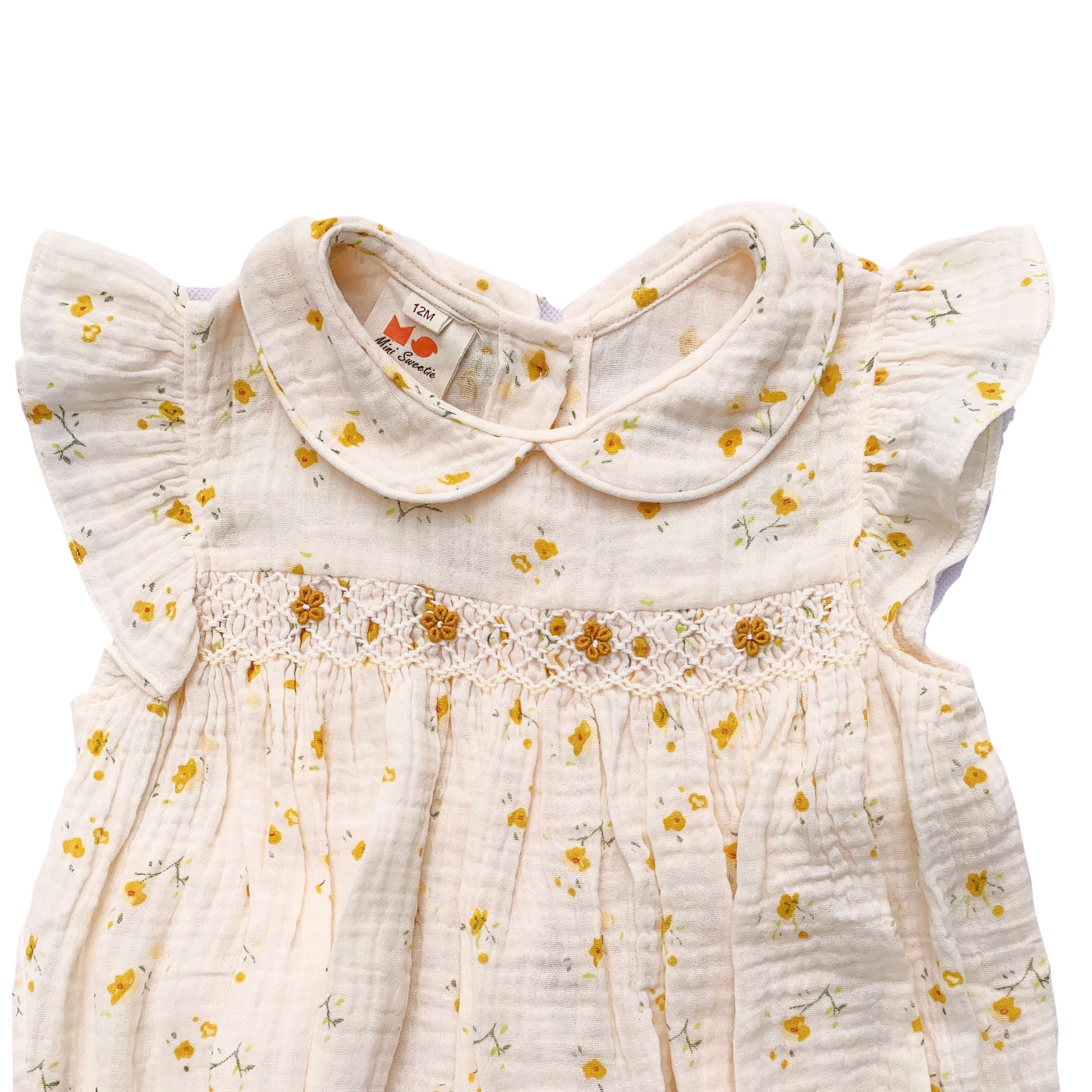 Muslin Smocked Romper - Short Sleeves