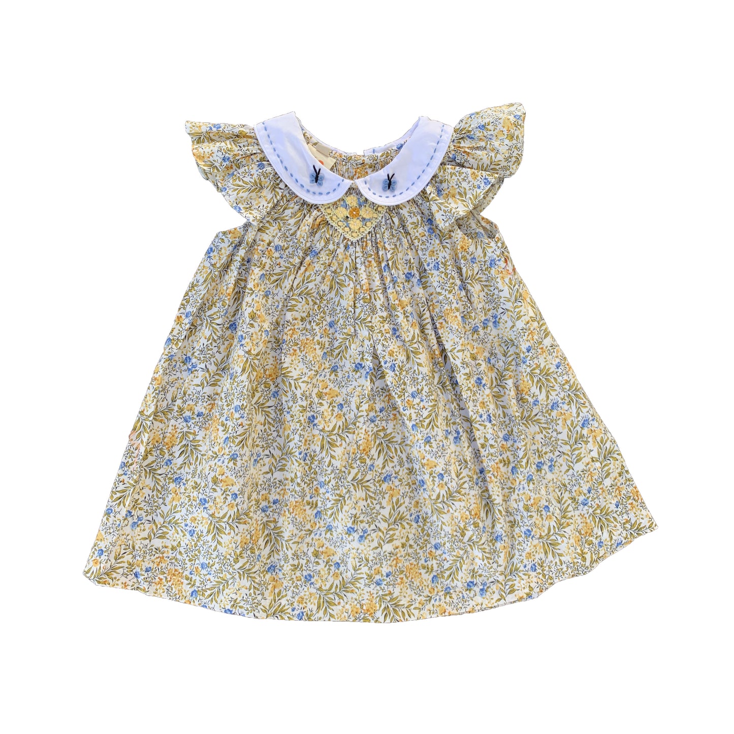 Bishop Blue Butterfly Smocked Dress