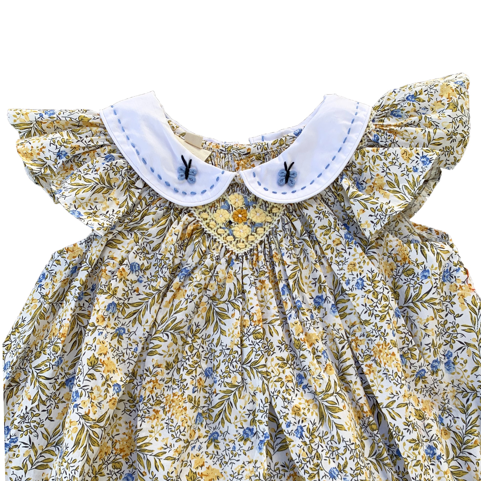 Bishop Blue Butterfly Smocked Dress