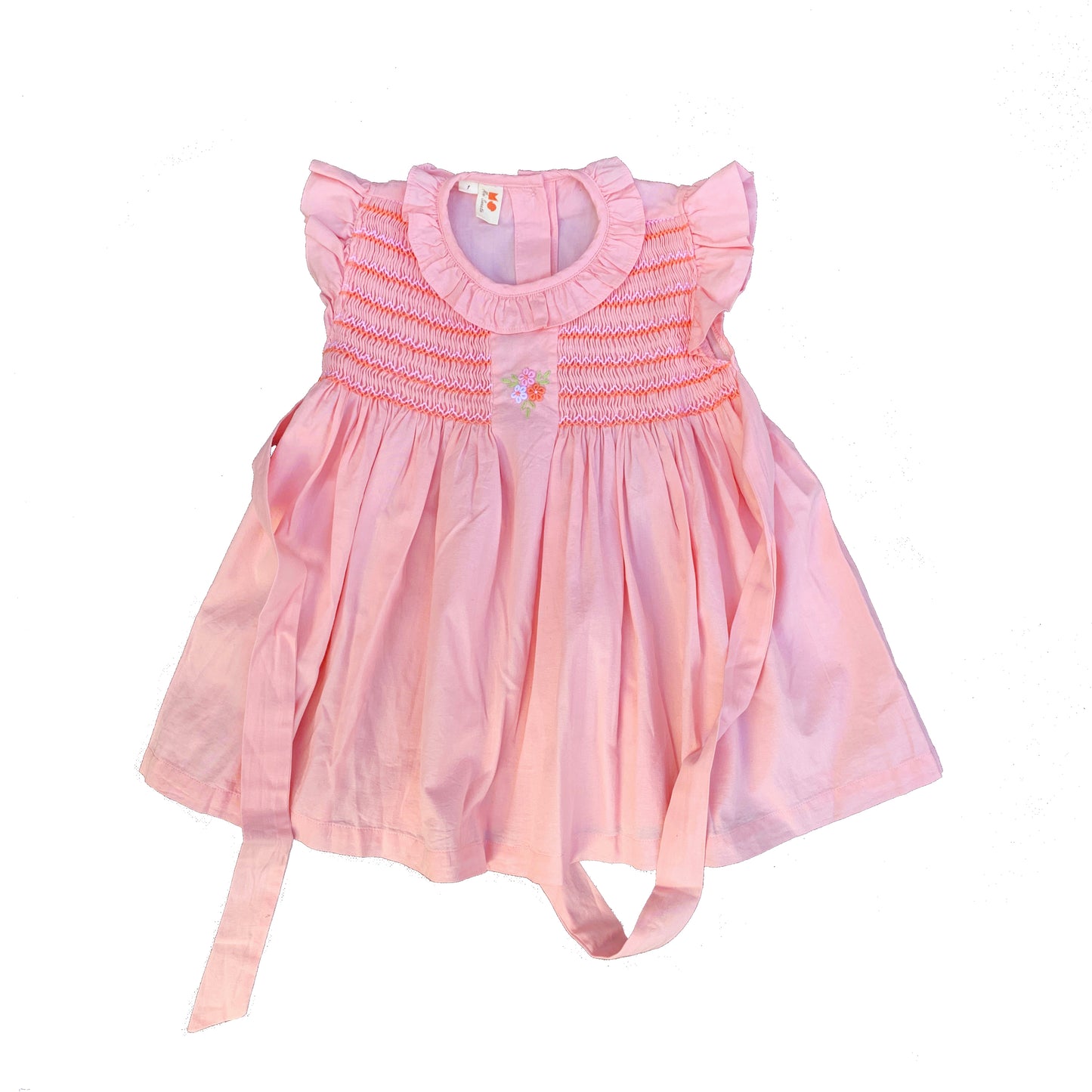 Coral Pink Smocked Dress.