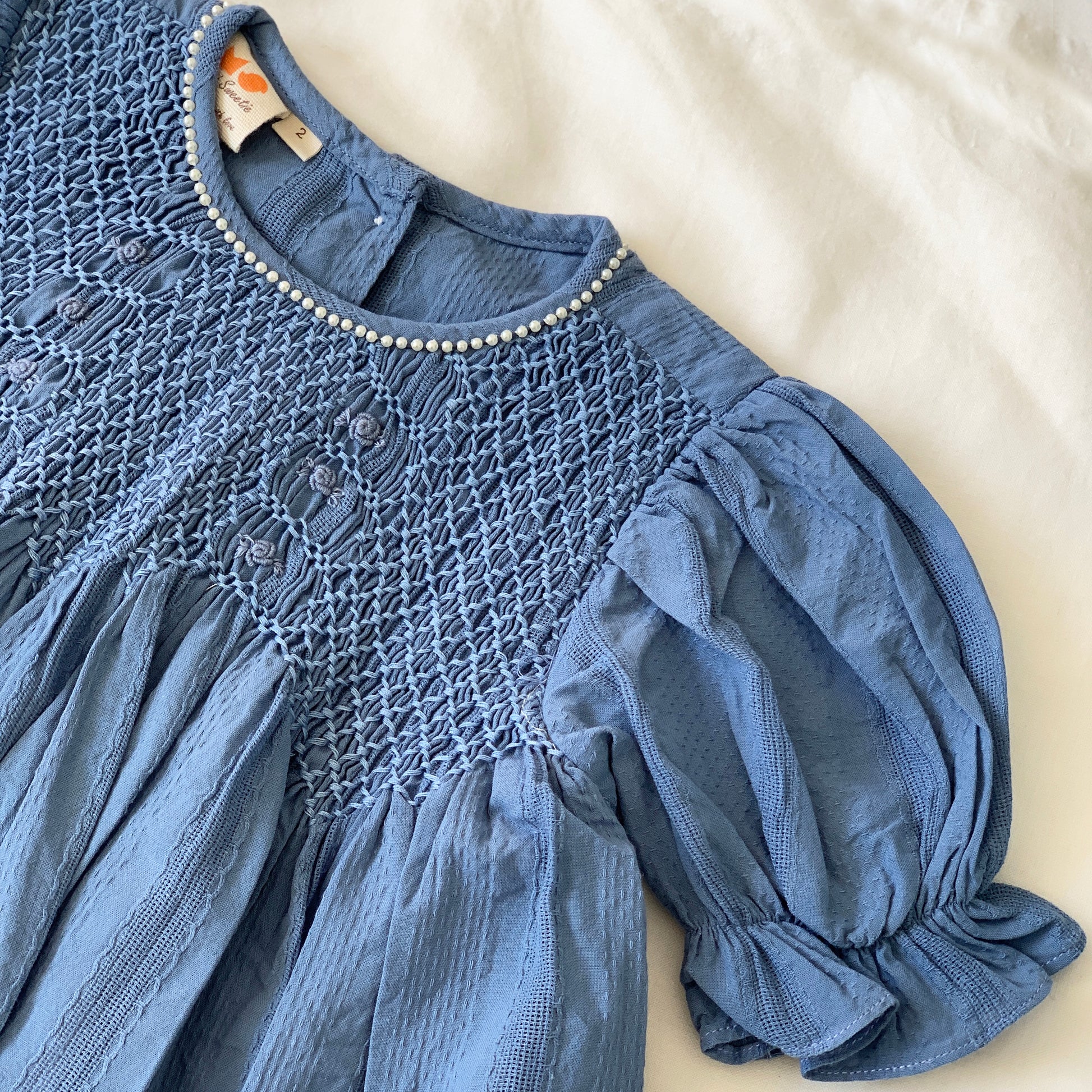 Blue Smocked Dress 'Iris'.