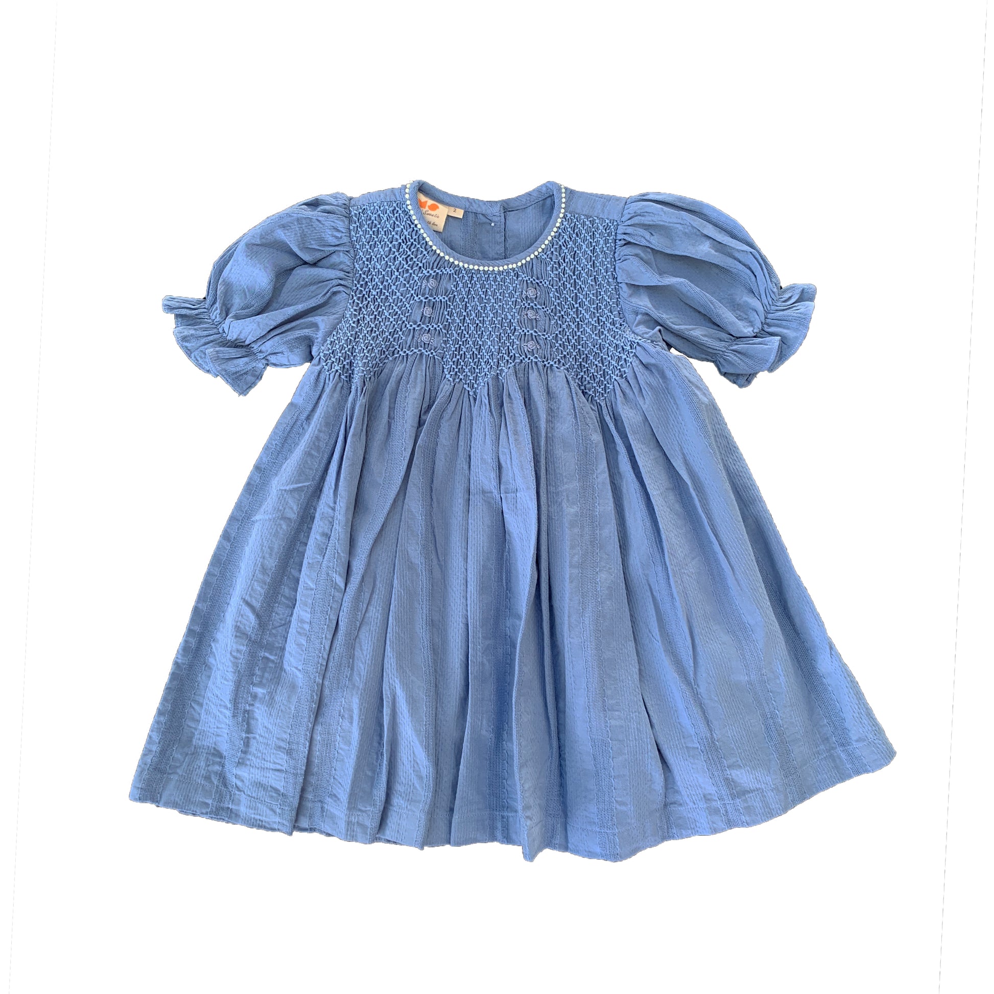 Blue Smocked Dress 'Iris'.