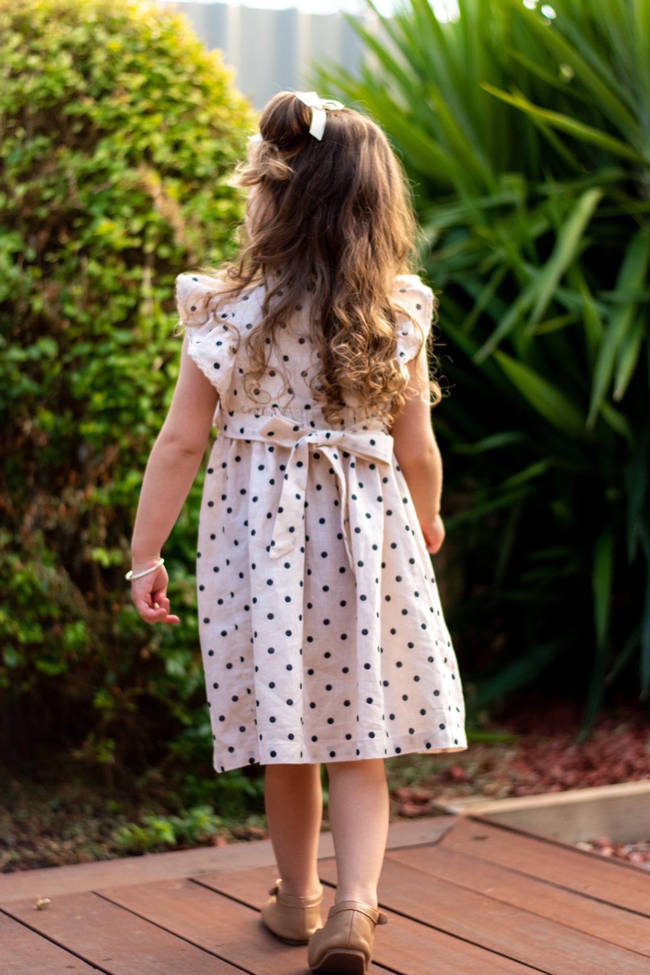 Cream Dot Smocked Dress