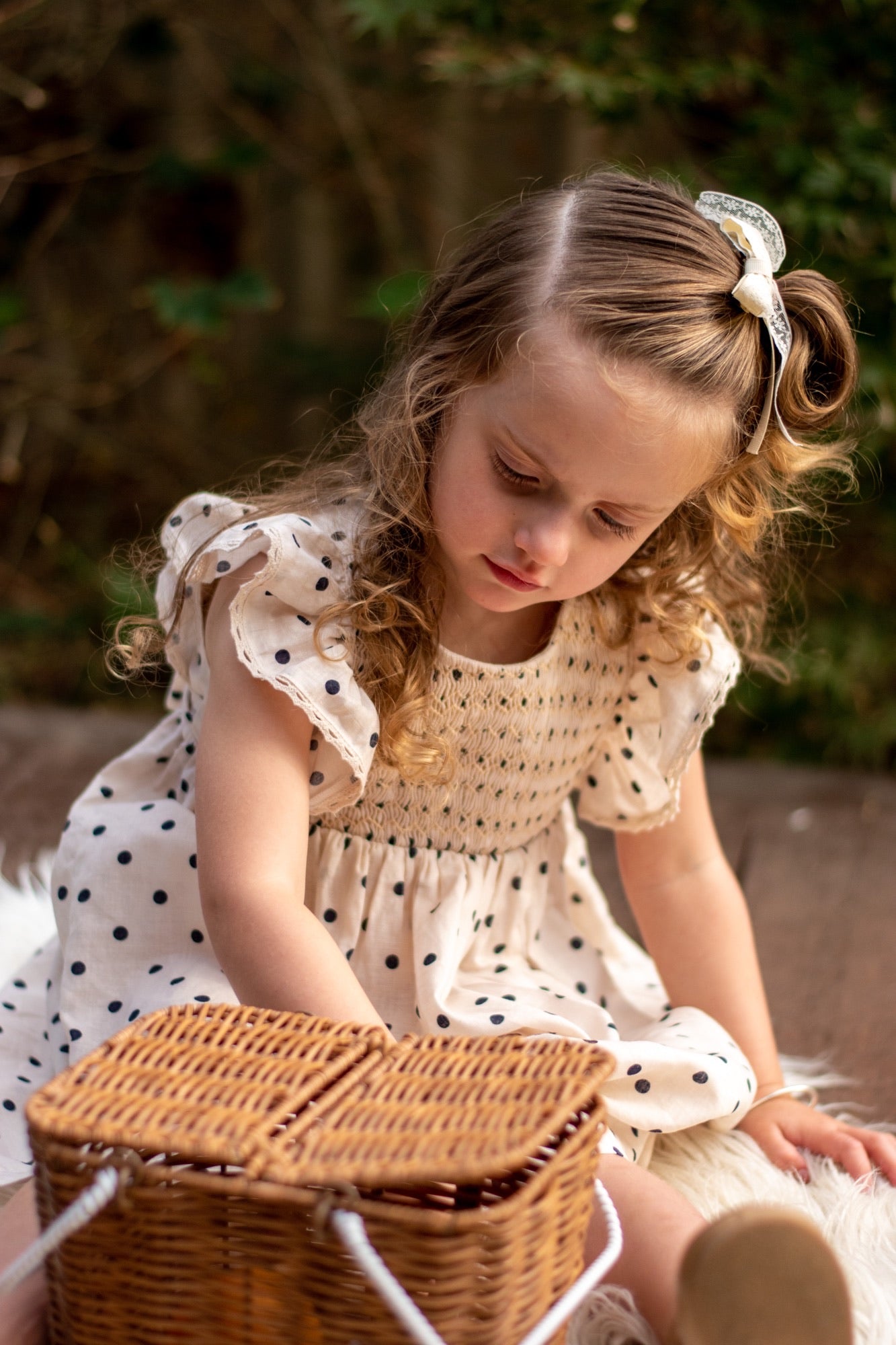Cream Dot Smocked Dress