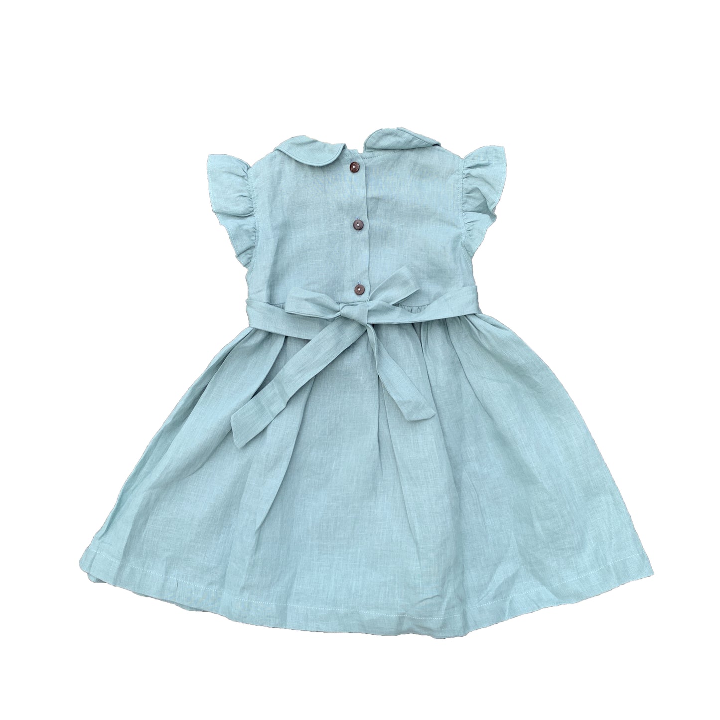 Light Green Linen Smocked Dress