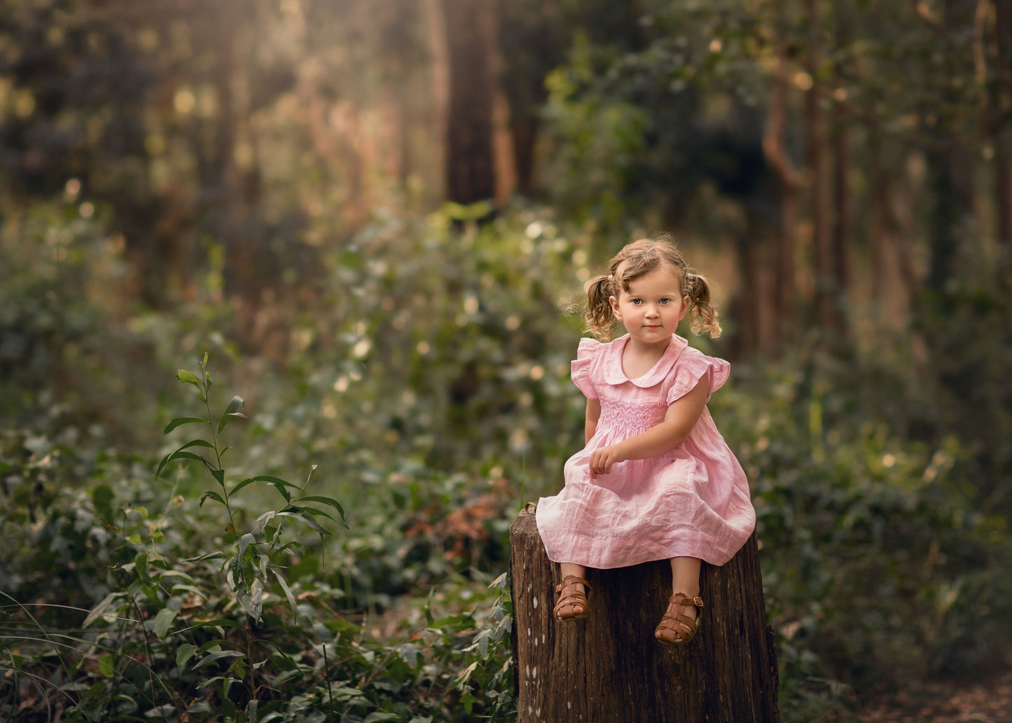 Light Pink Linen Smocked Dress
