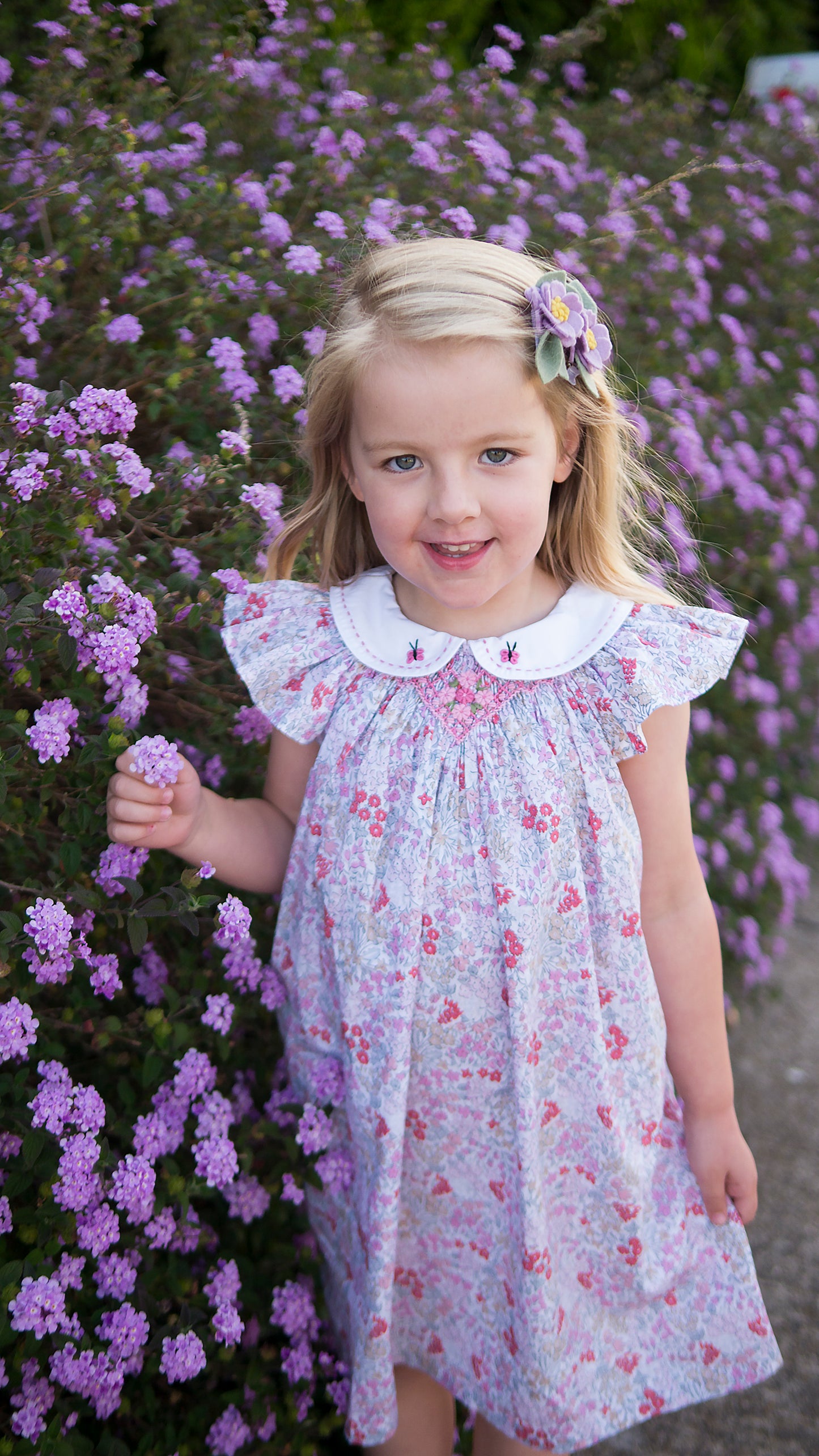 Bishop Butterfly Floral Smocked Dress