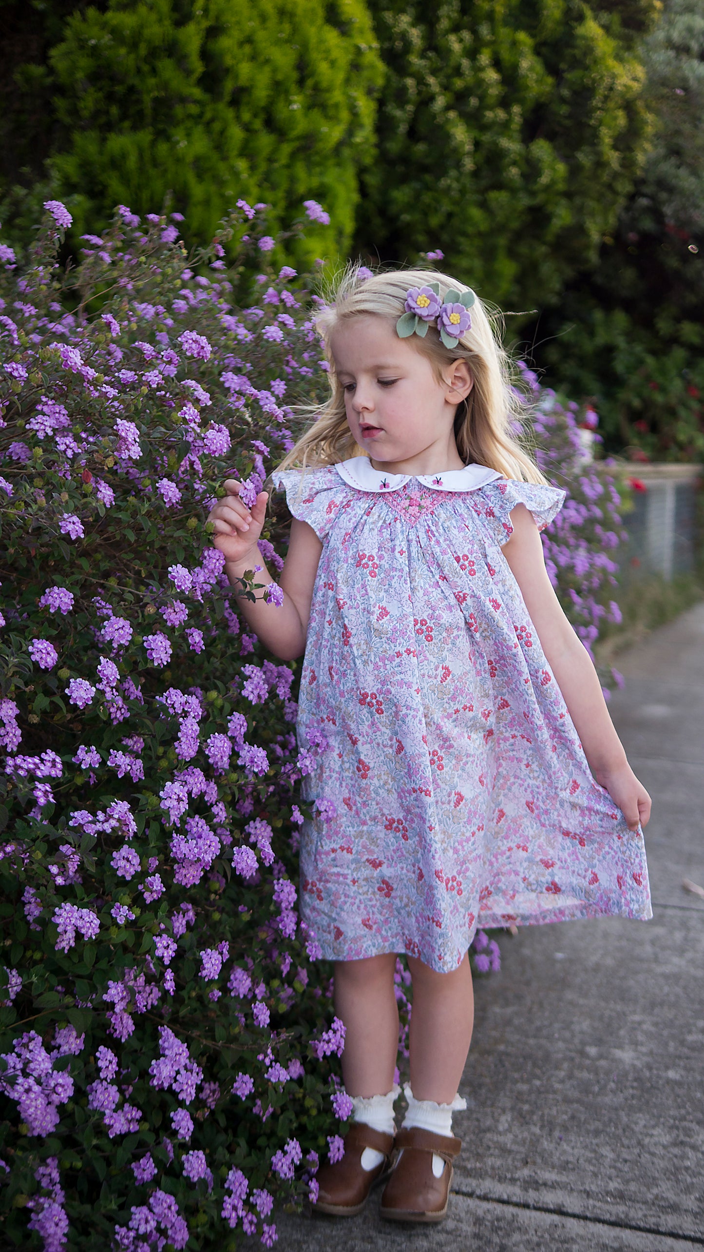 Bishop Butterfly Floral Smocked Dress