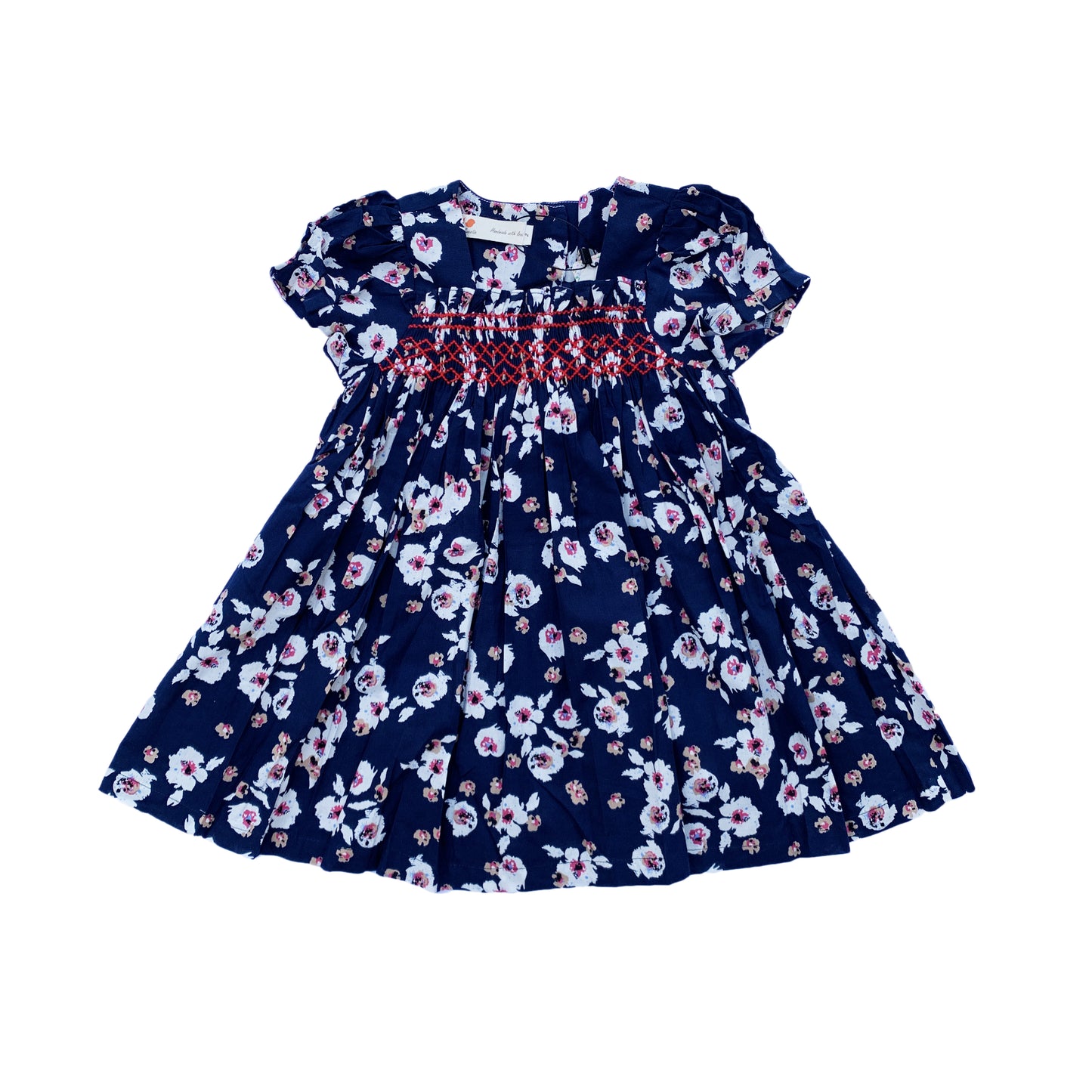 Navy Blossom Smocked Dress
