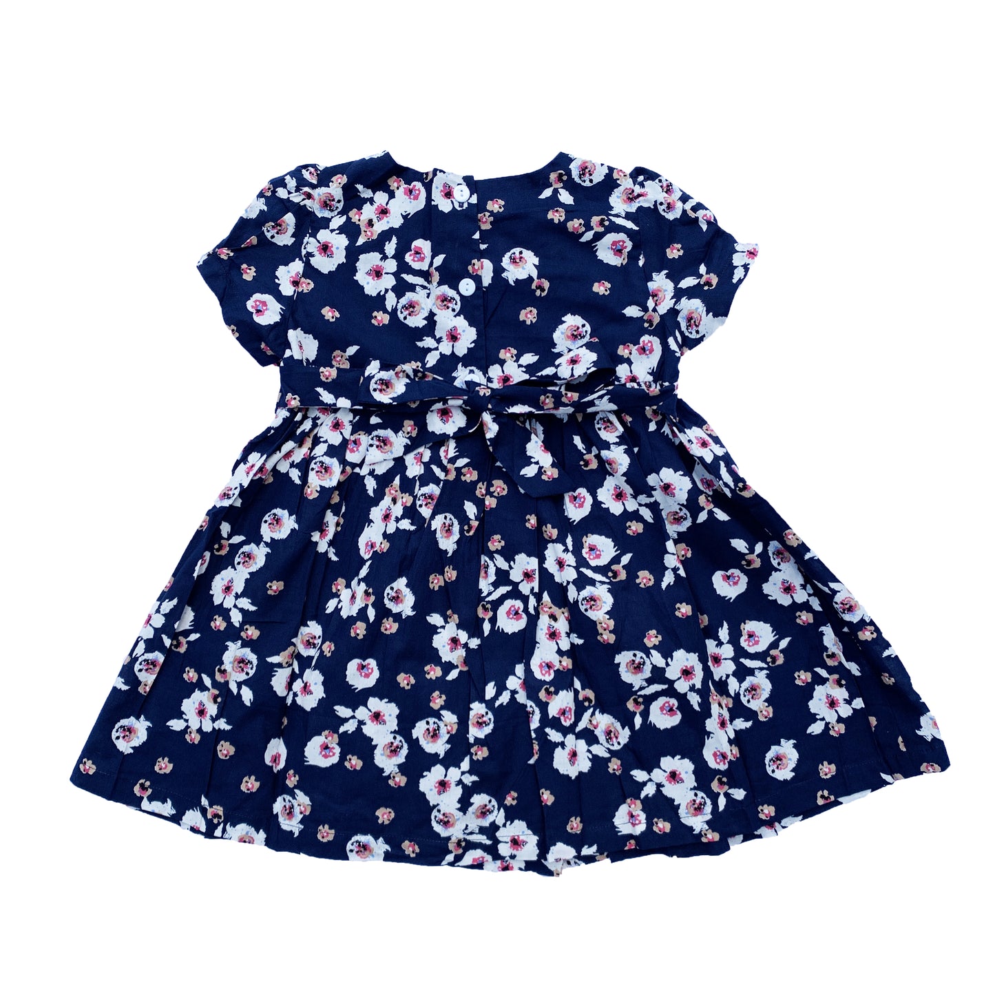 Navy Blossom Smocked Dress
