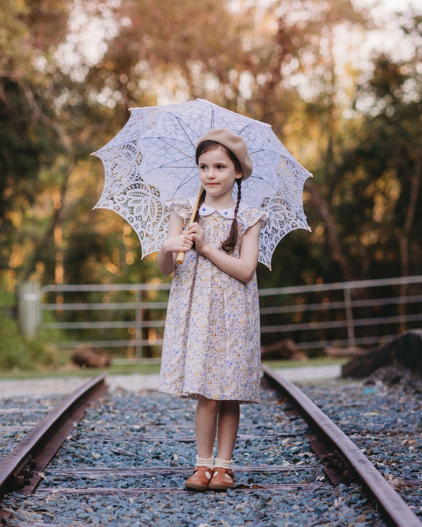 Bishop Blue Butterfly Smocked Dress