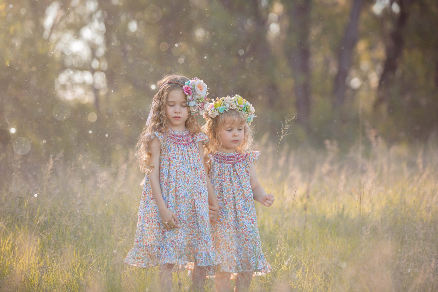 Red Floral Bishop Smocked Dress