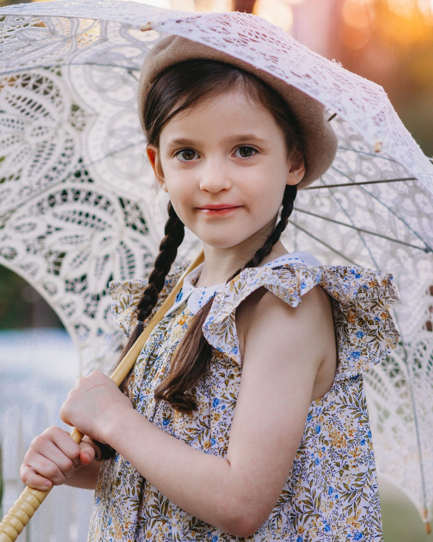 Bishop Blue Butterfly Smocked Dress