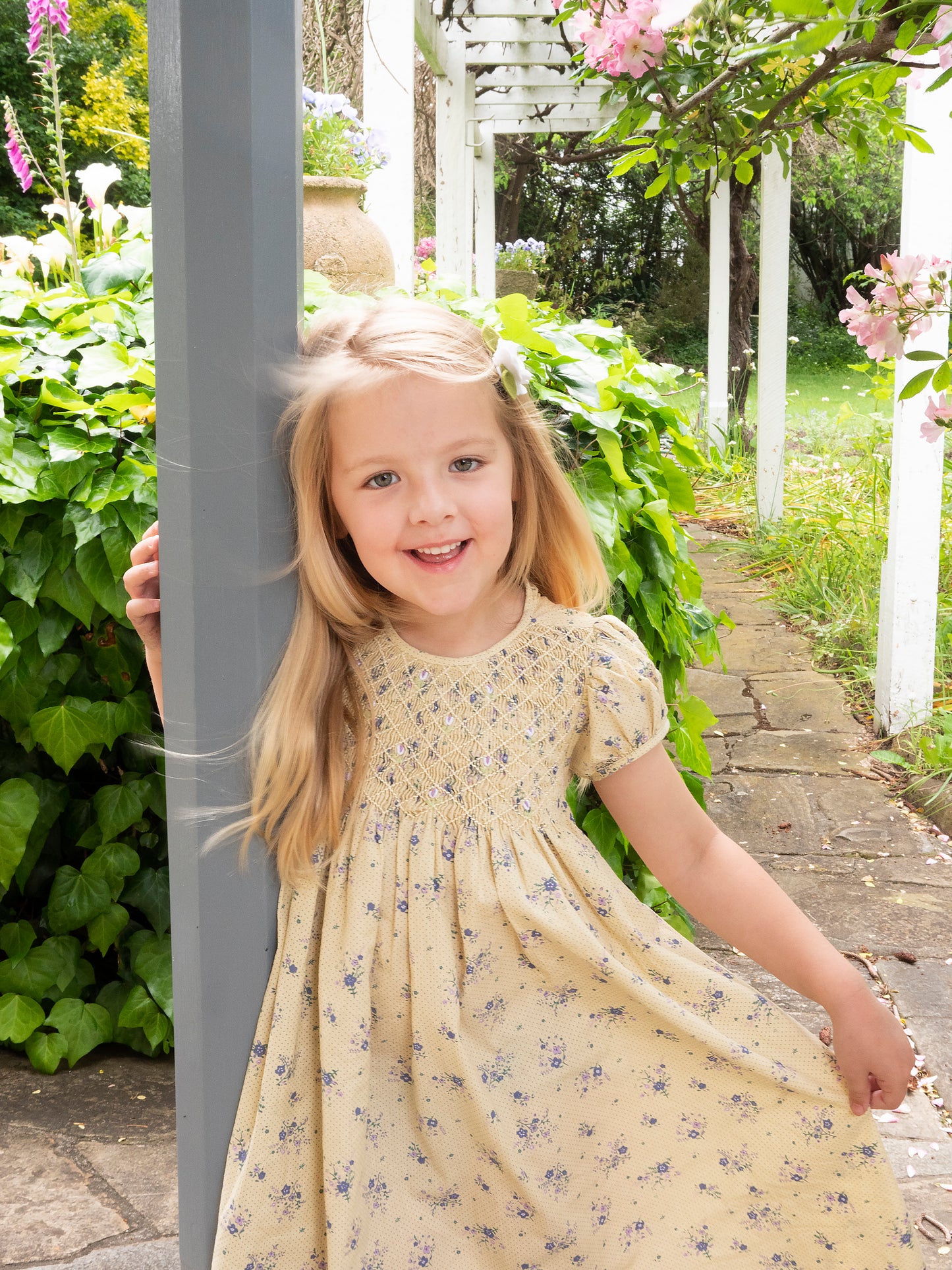 Purple Flower Smocked Dress