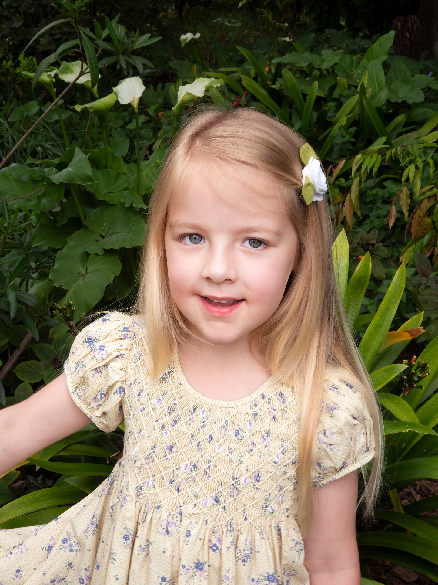 Purple Flower Smocked Dress