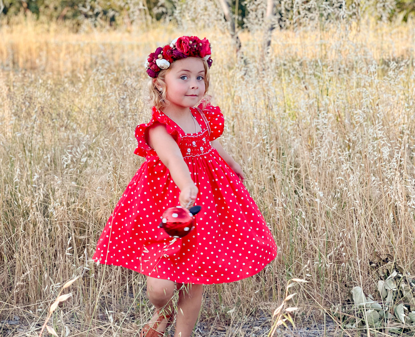 Red Polka Dot Smocked Dress