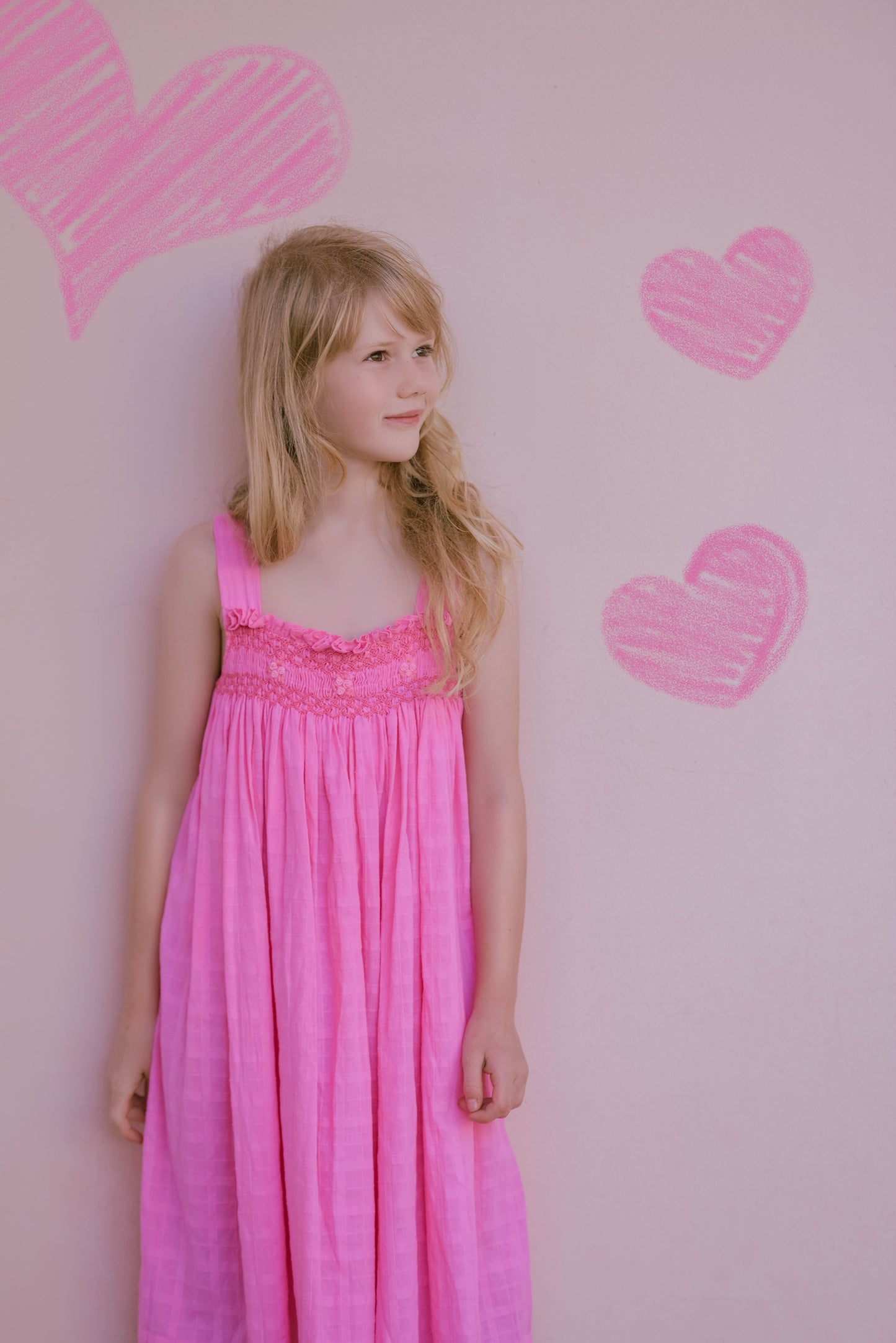 Pink Strap Smocked Dress