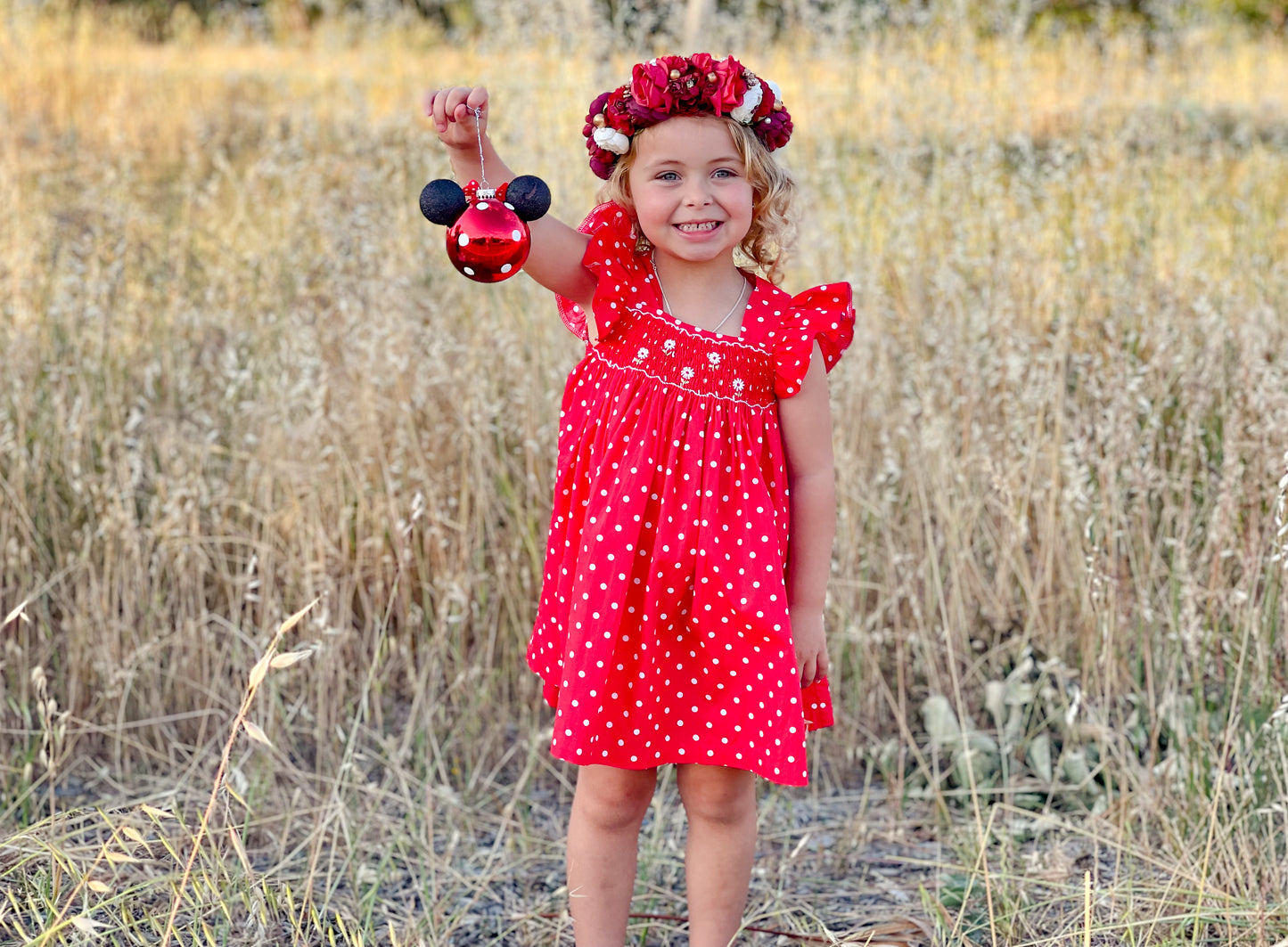 Red Polka Dot Smocked Dress