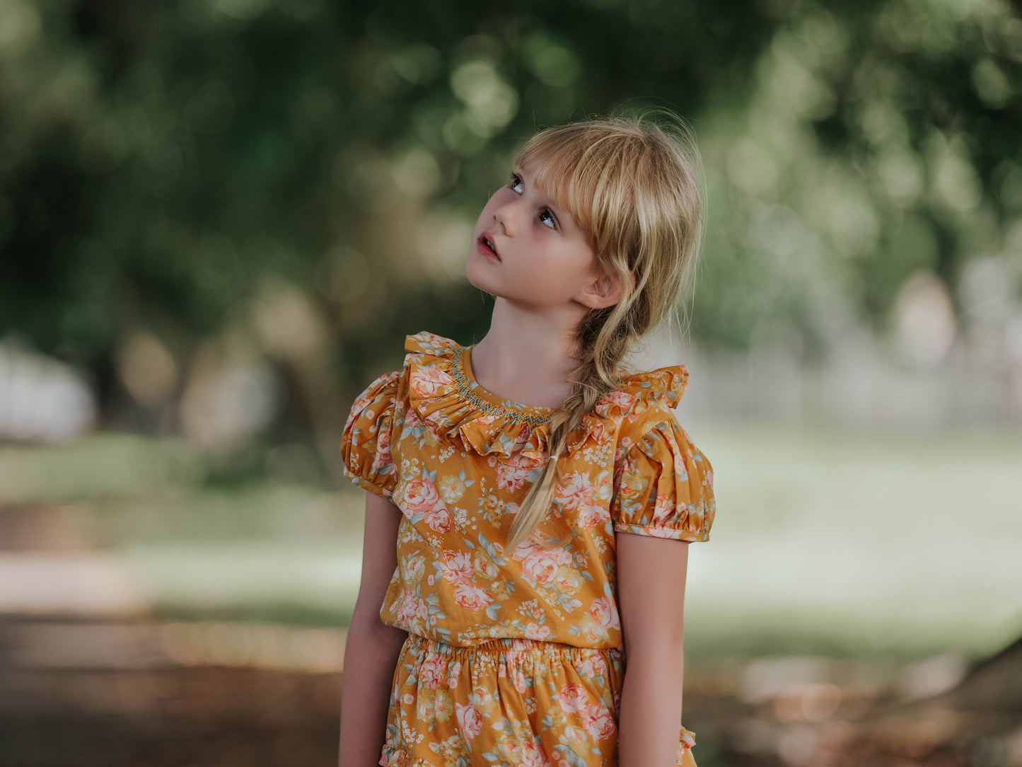 Gold Rose Smocked Top.