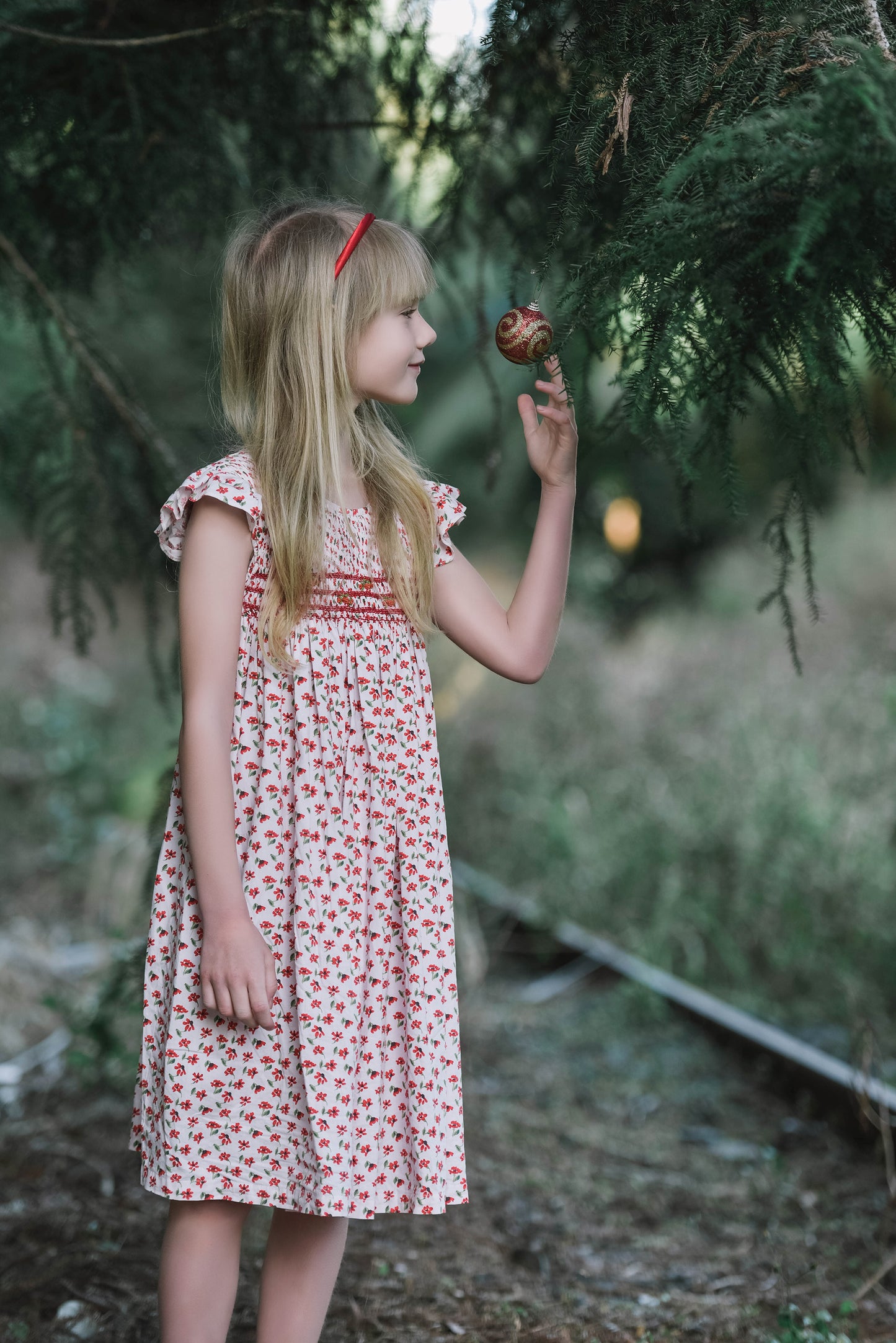 Xmas Flower Smocked Dress