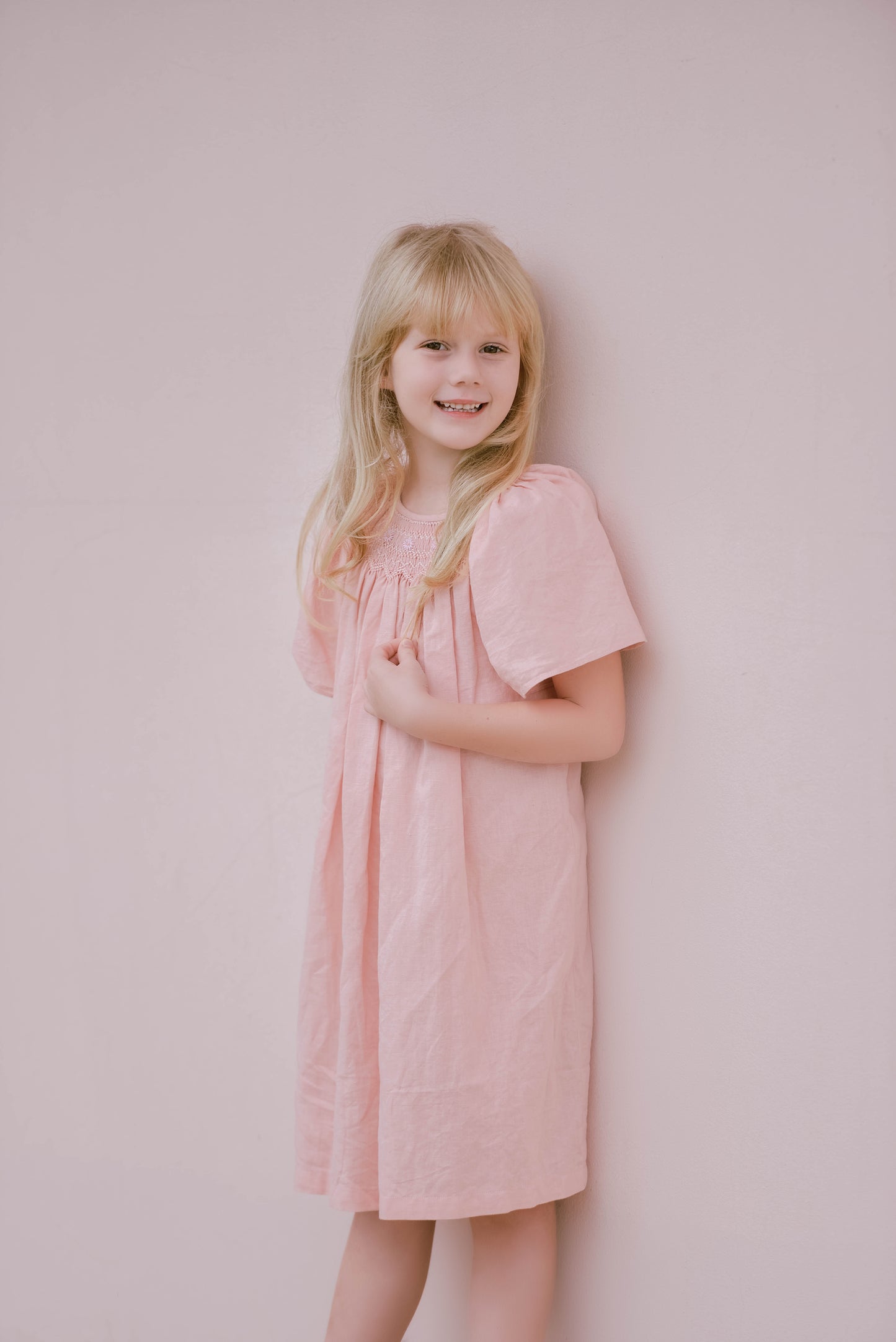 Shepherdess Linen Smocked Dress.