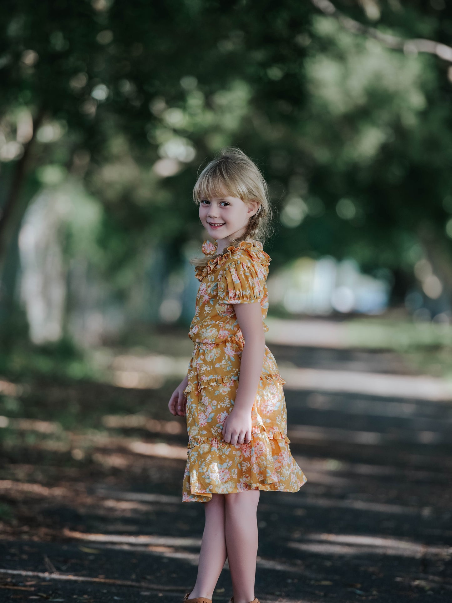 Gold Rose Smocked Top.