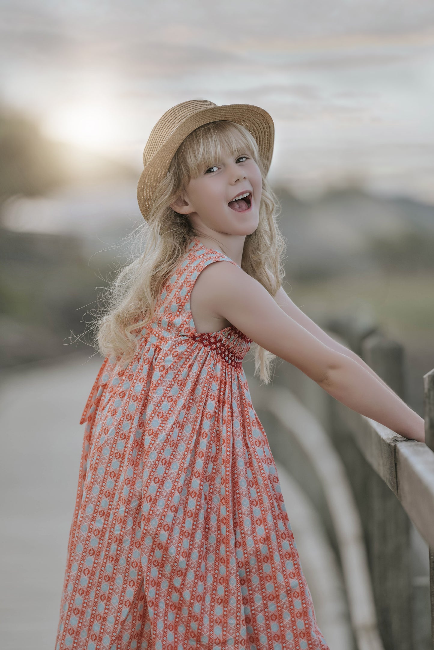 Brilliant Strap Orange Smocked Dress