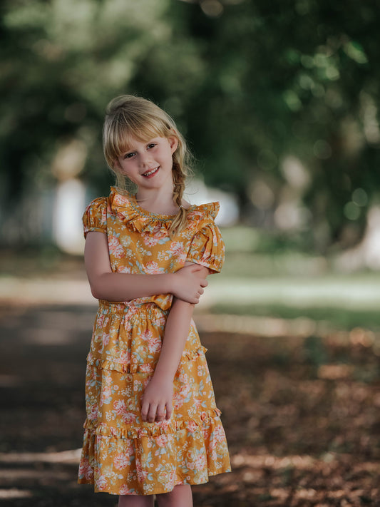 Gold Rose Smocked Top.