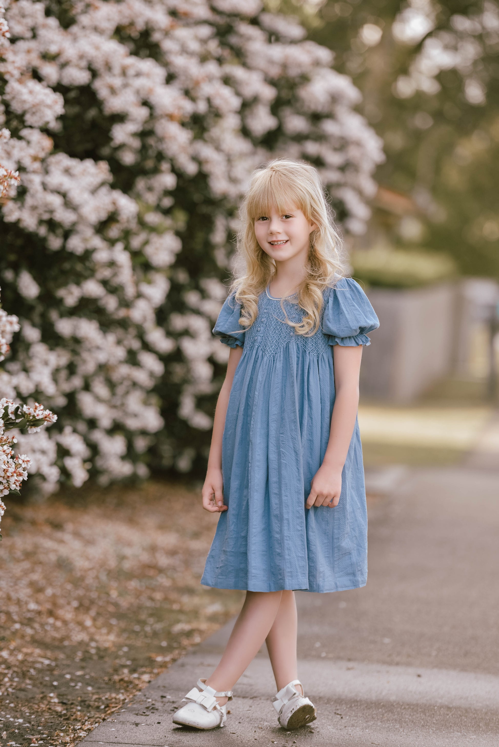 Blue Smocked Dress 'Iris'.