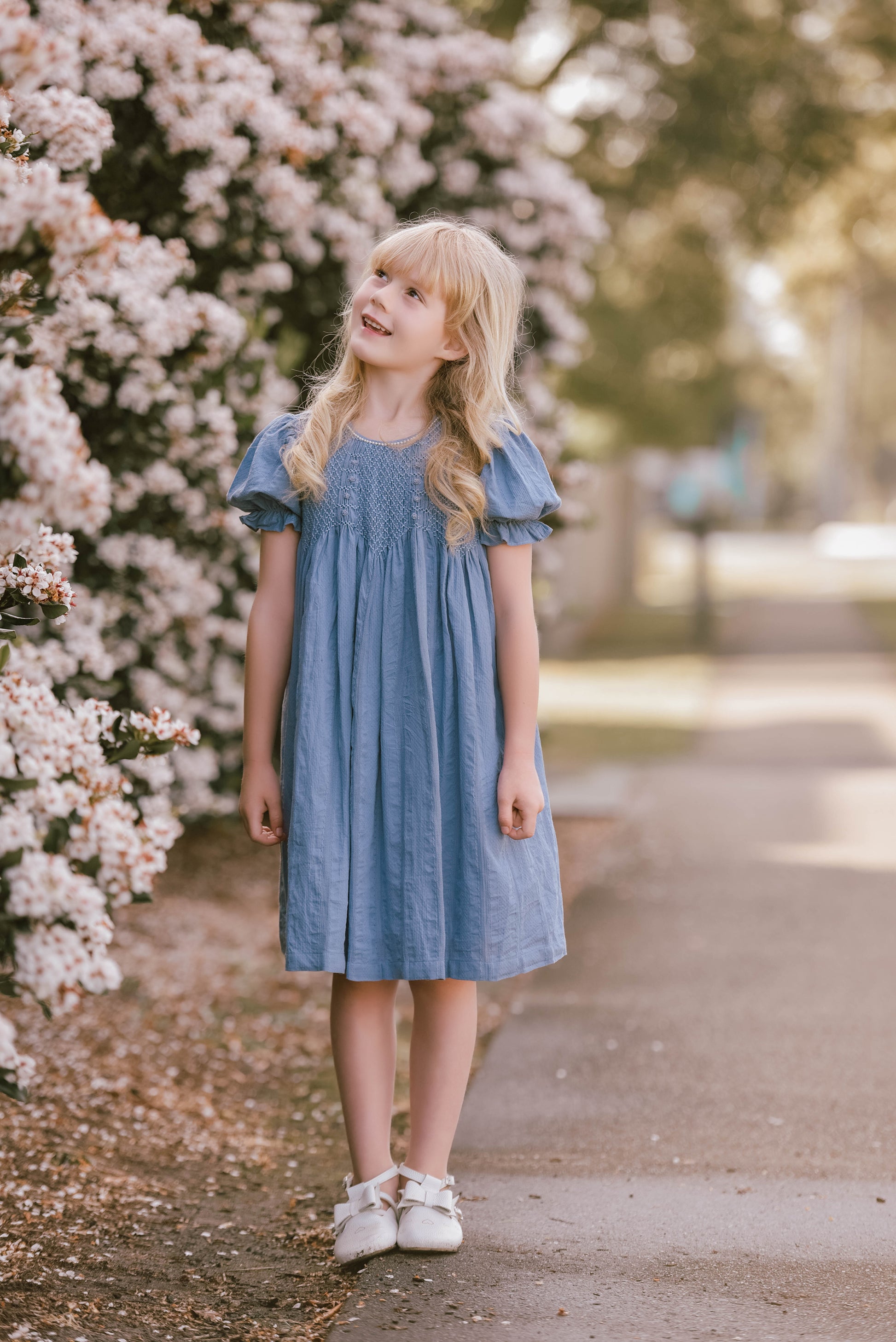 Blue Smocked Dress 'Iris'.