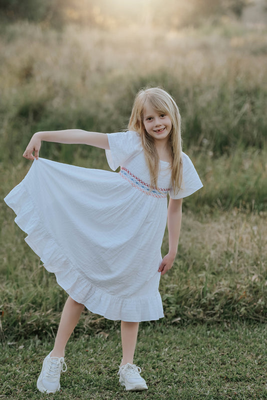 White Beauty Smocked Dress