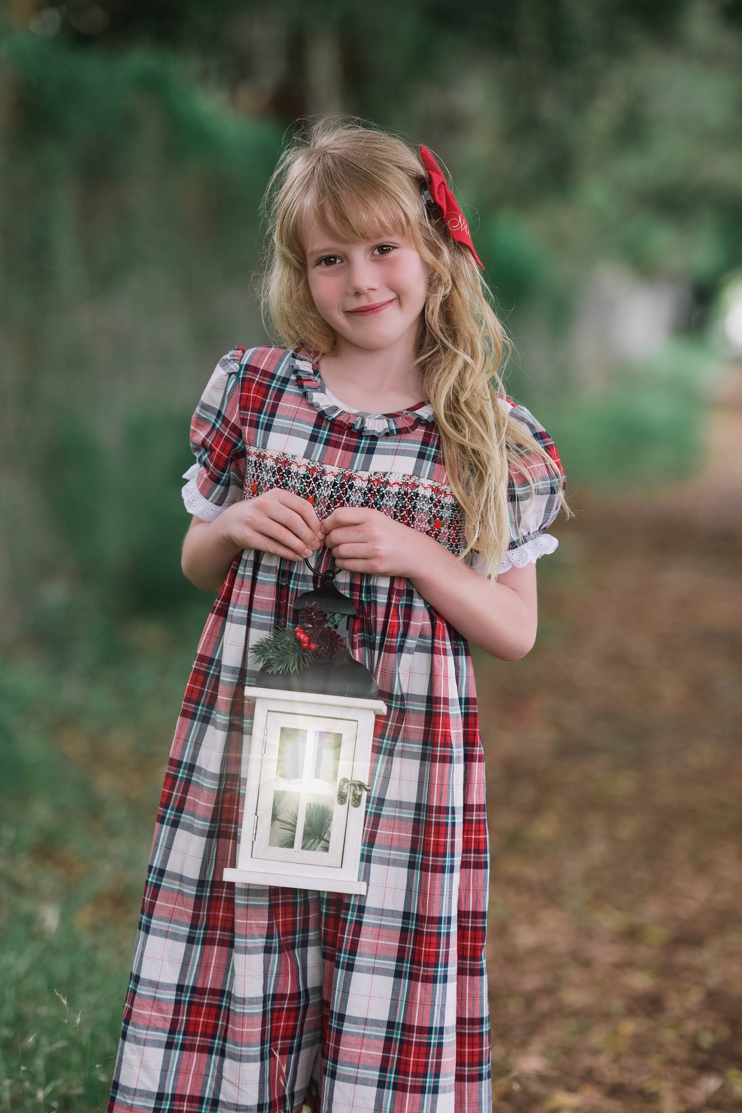 Red Checked Smocked Dress
