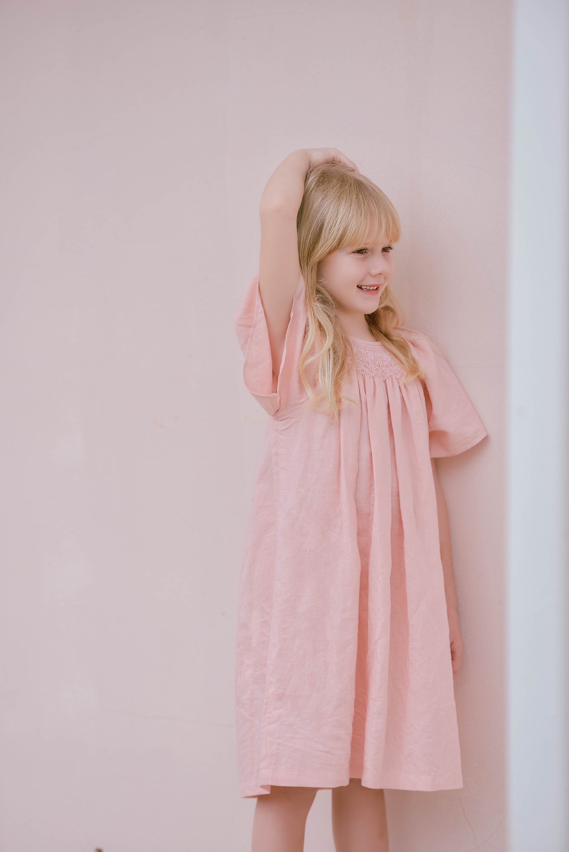Shepherdess Linen Smocked Dress.