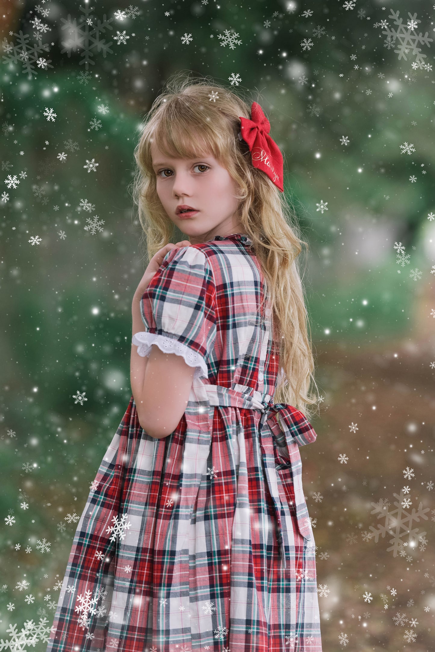 Red Checked Smocked Dress