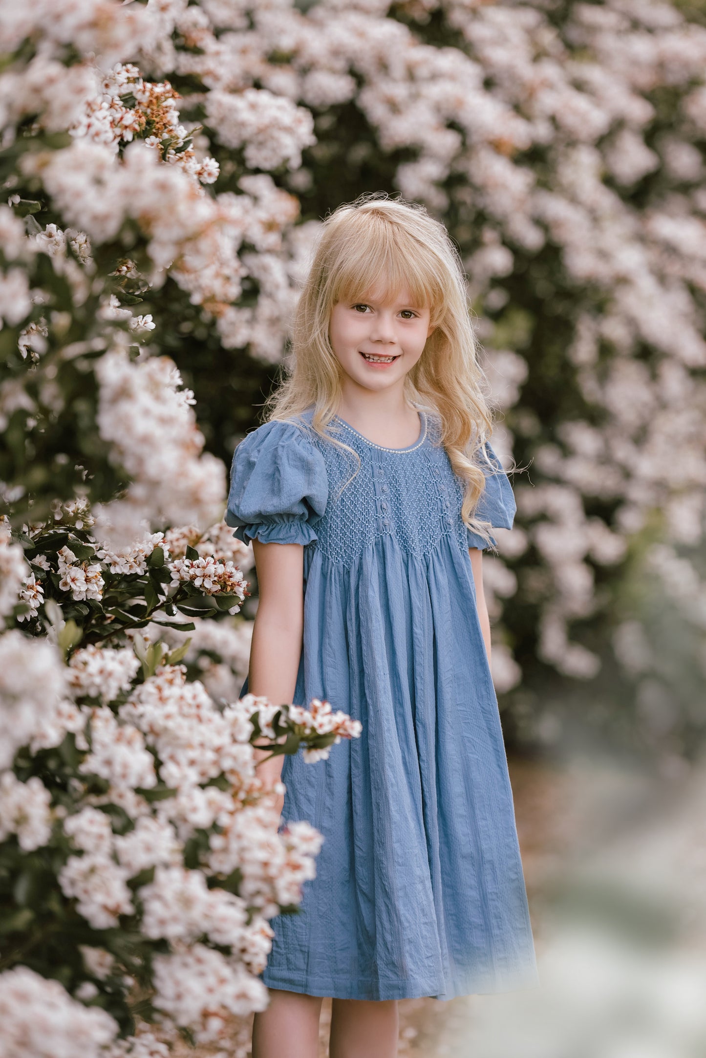Blue Smocked Dress 'Iris'.