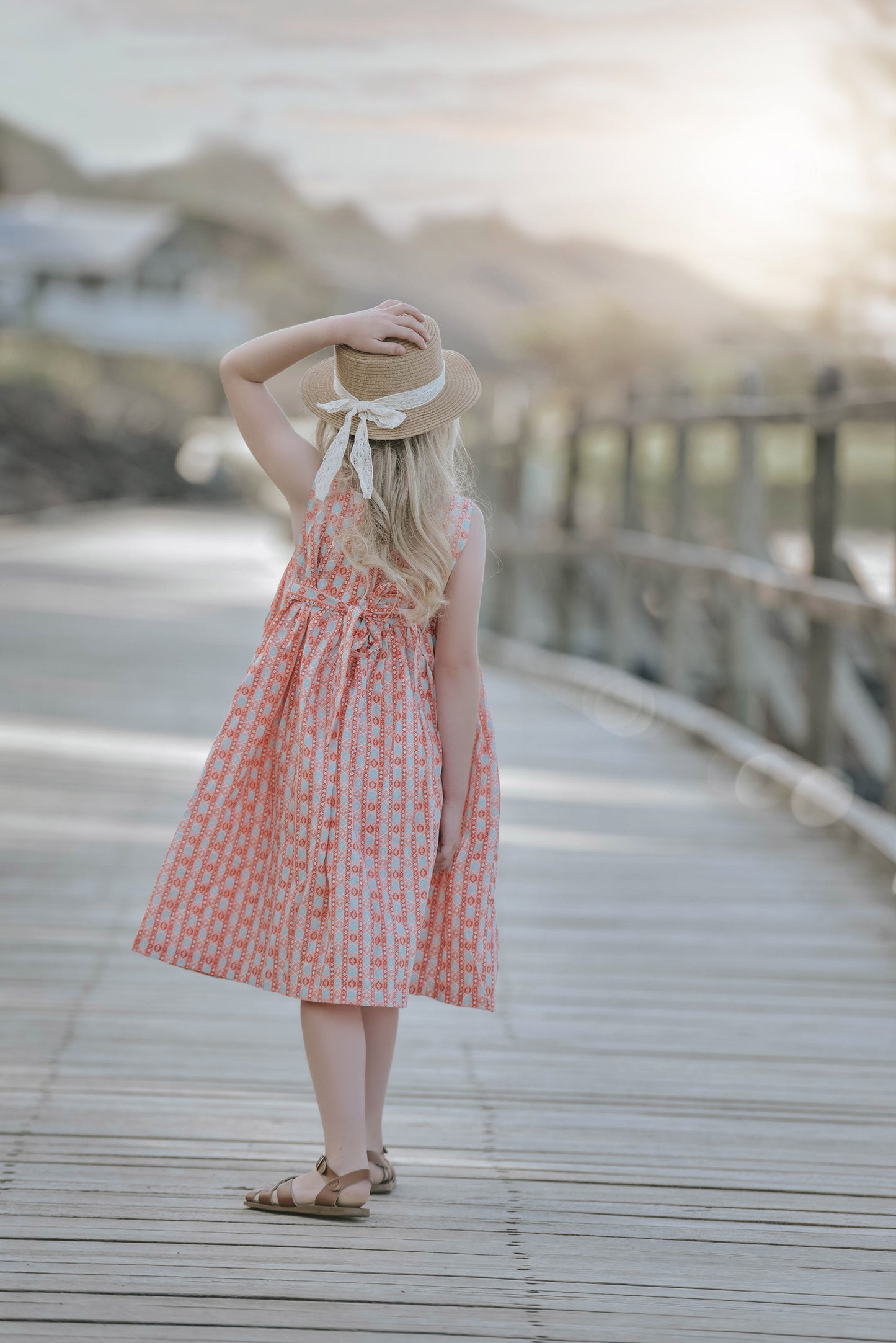 Brilliant Strap Orange Smocked Dress