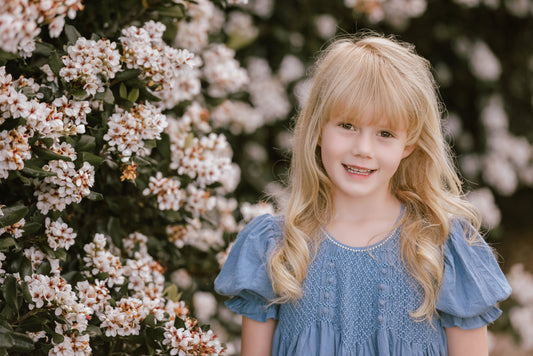 Blue Smocked Dress 'Iris'.