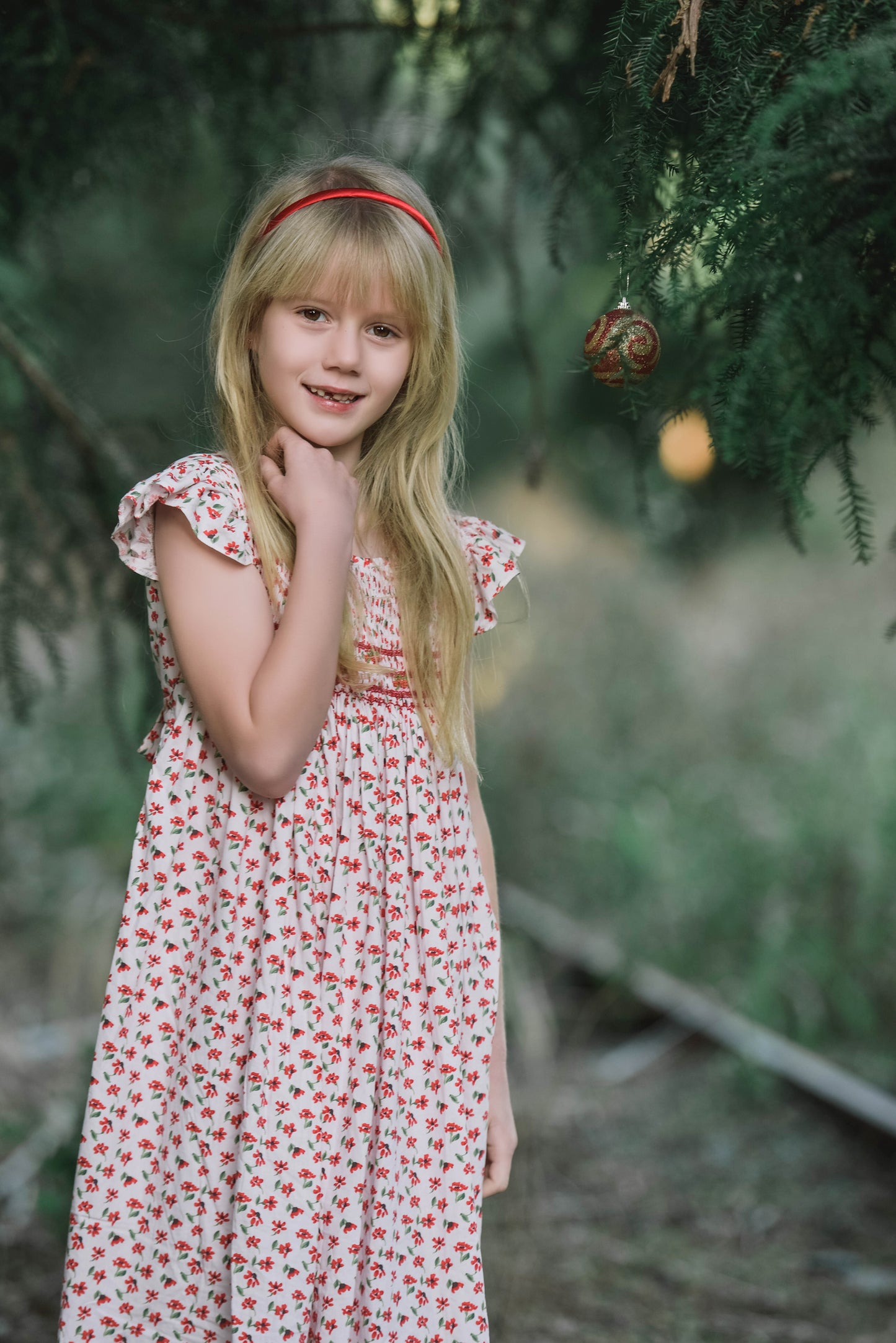 Xmas Flower Smocked Dress