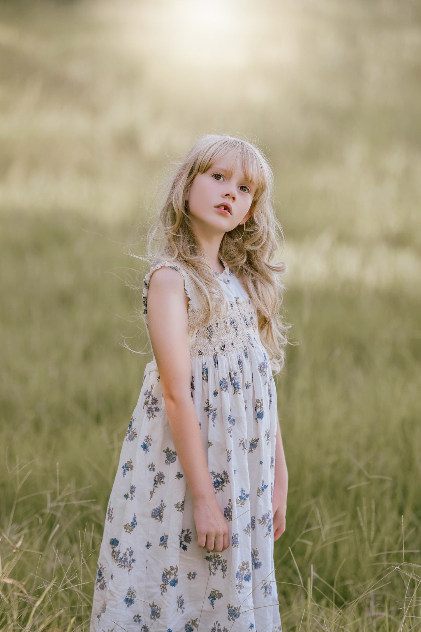 Vintage Cream Smocked Dress