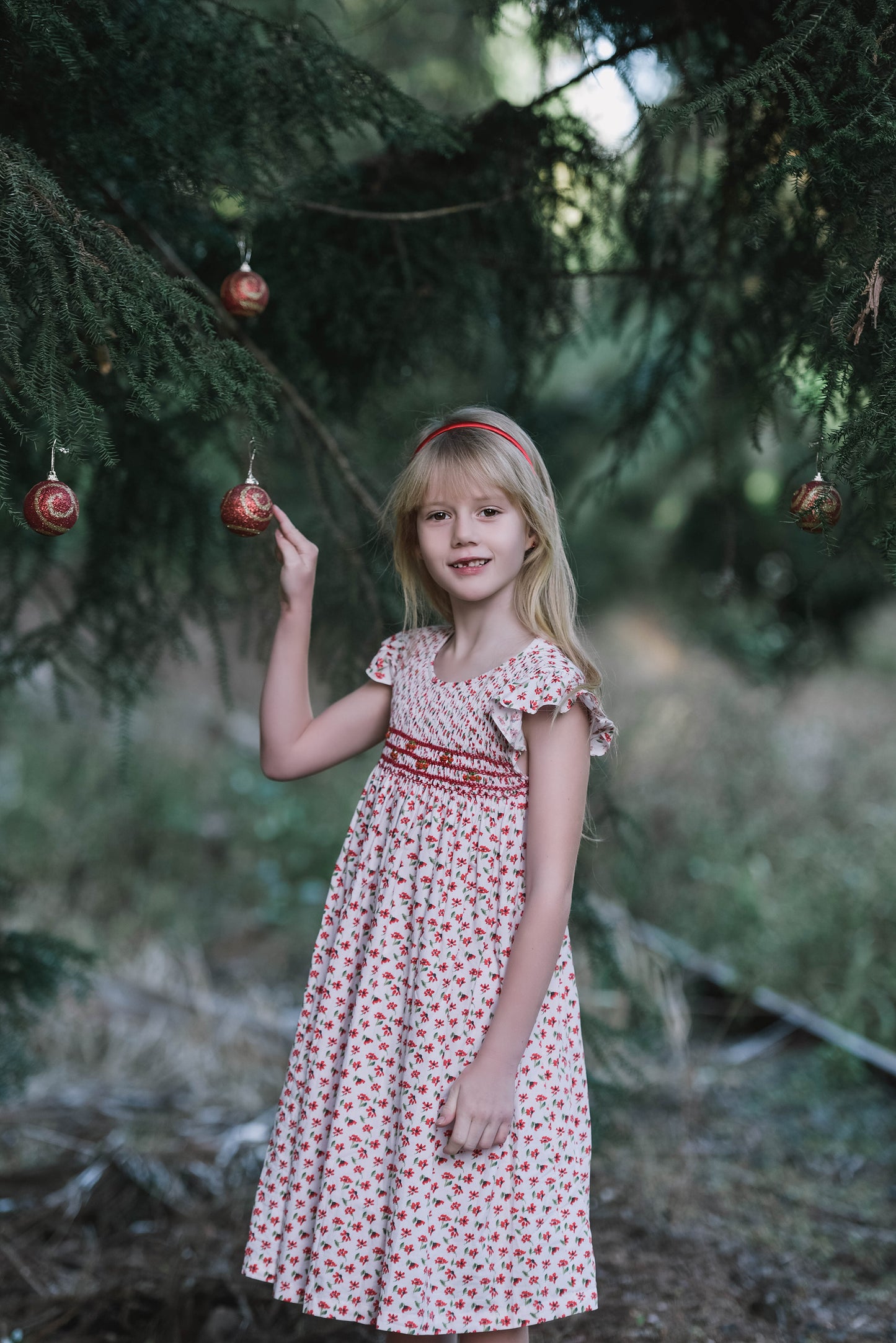 Xmas Flower Smocked Dress
