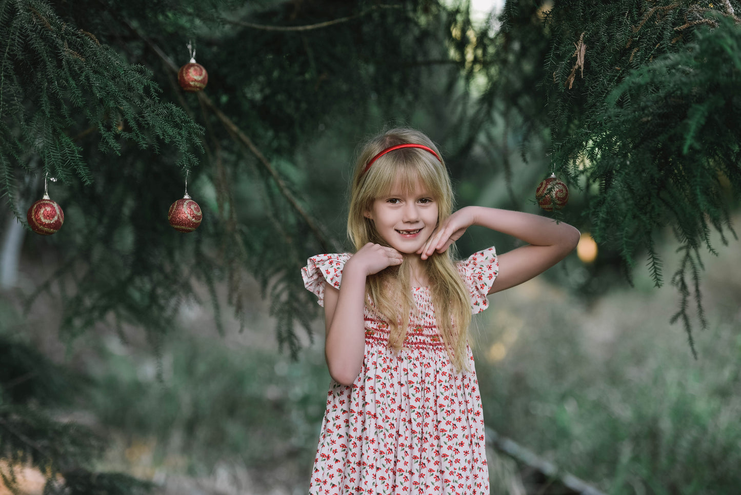 Xmas Flower Smocked Dress