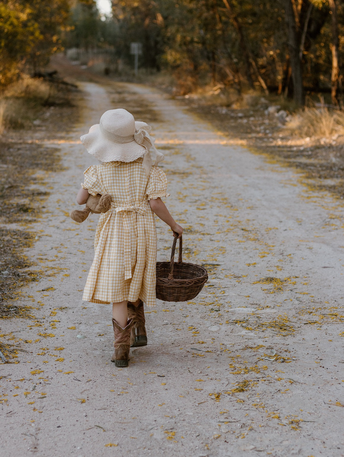 Yellow Gingham Linen Smocked Dress