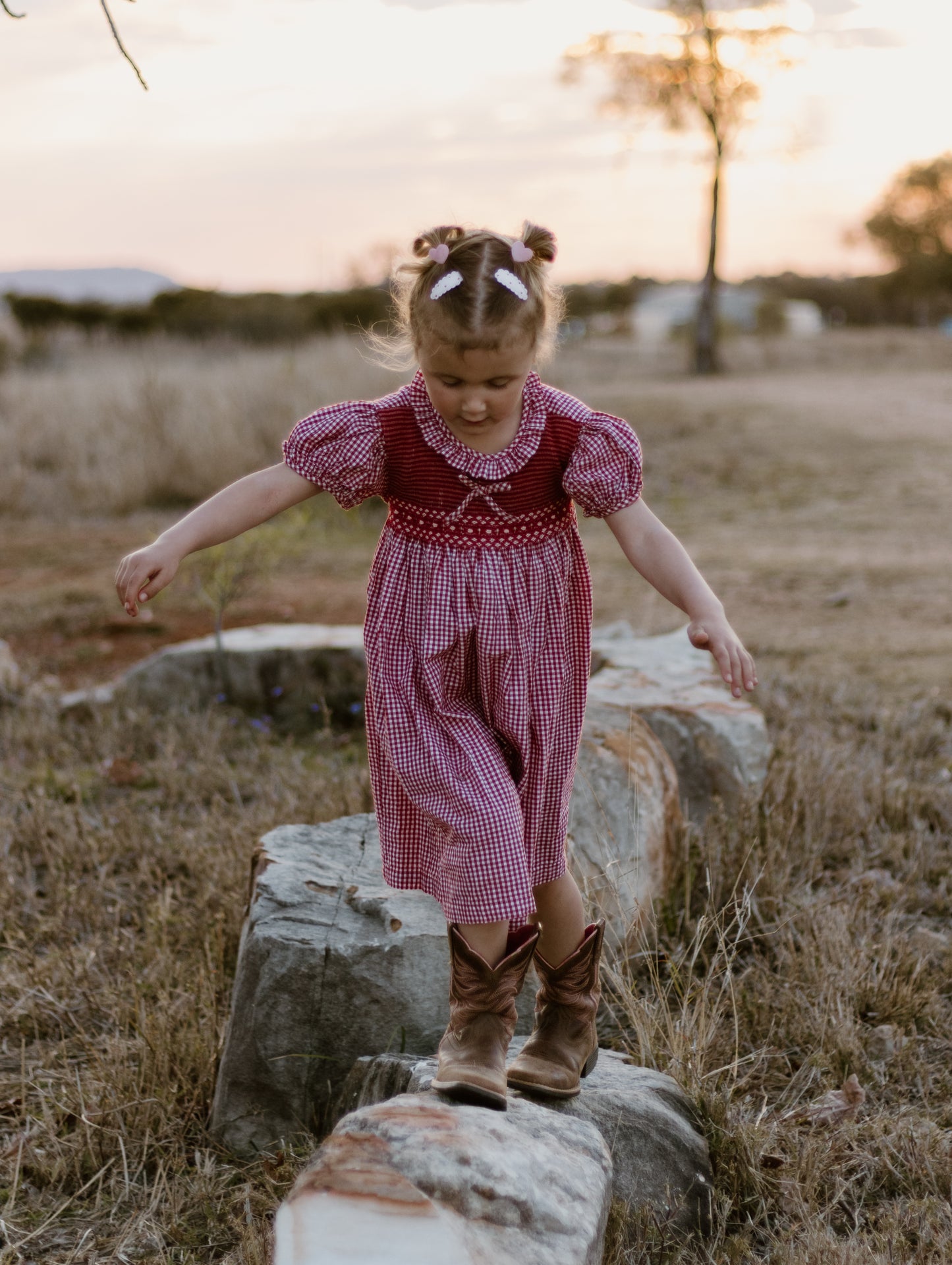 Red Gingham Smocked Dress
