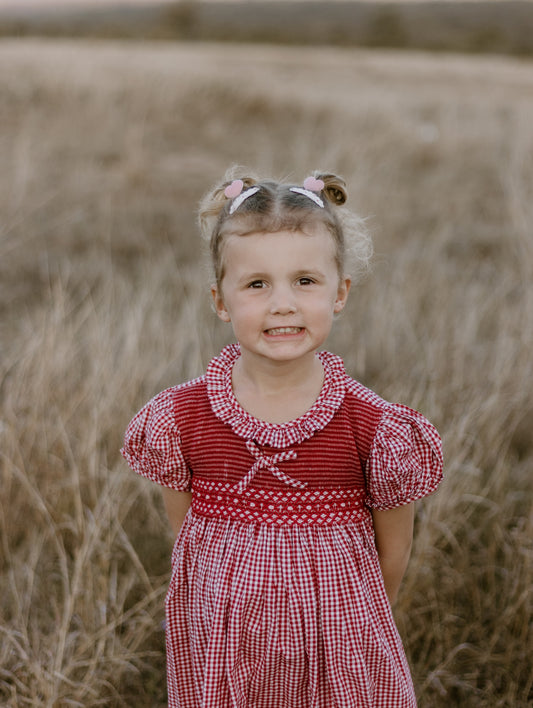 Red Gingham Smocked Dress