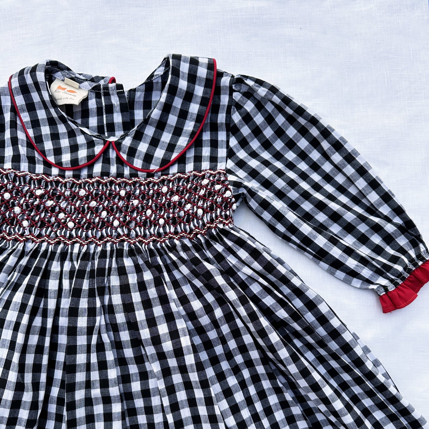 Black Gingham Smocked Dress