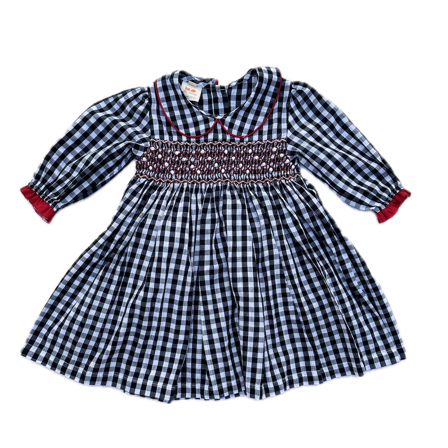 Black Gingham Smocked Dress