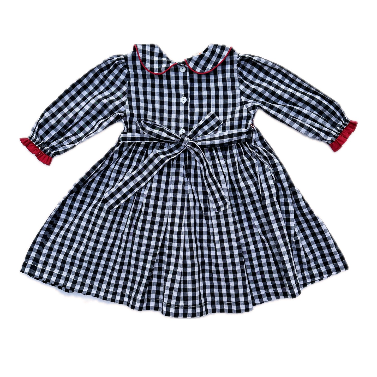 Black Gingham Smocked Dress
