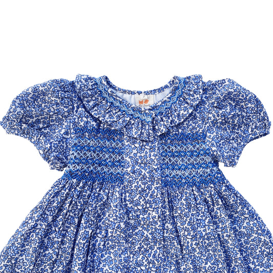 Blue Floral Smocked Dress