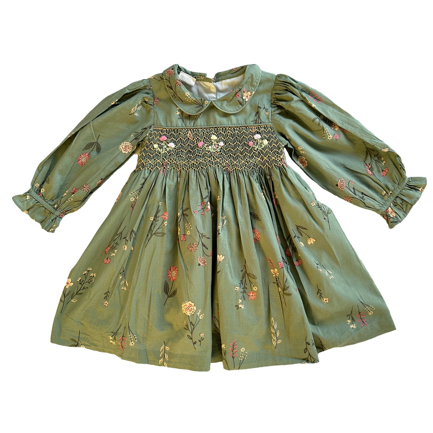 Botanical Green Embroidered Dress